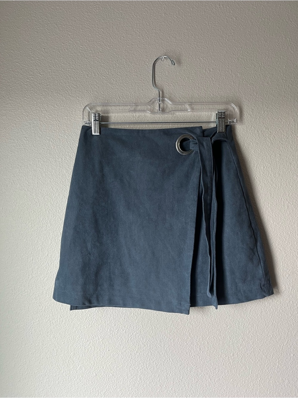 Abercrombie & Fitch Slate Blue Wrap Skirt with Grommet Detail